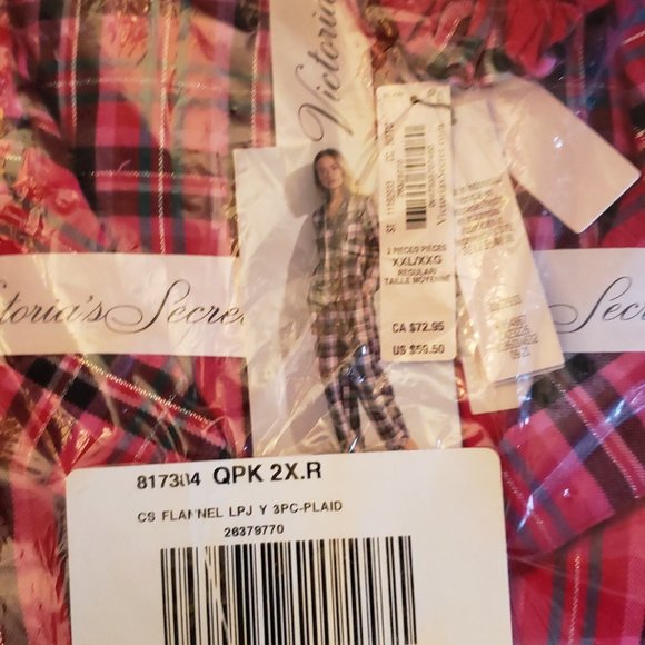 VICTORIA'S SECRET Flannel Long Pajama Set/ Size XXL Regular /Retail $59.00 Size - Picture 4 of 10
